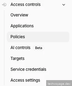 Cloudflare Zero Trust Access Policies page showing newly configured access rules