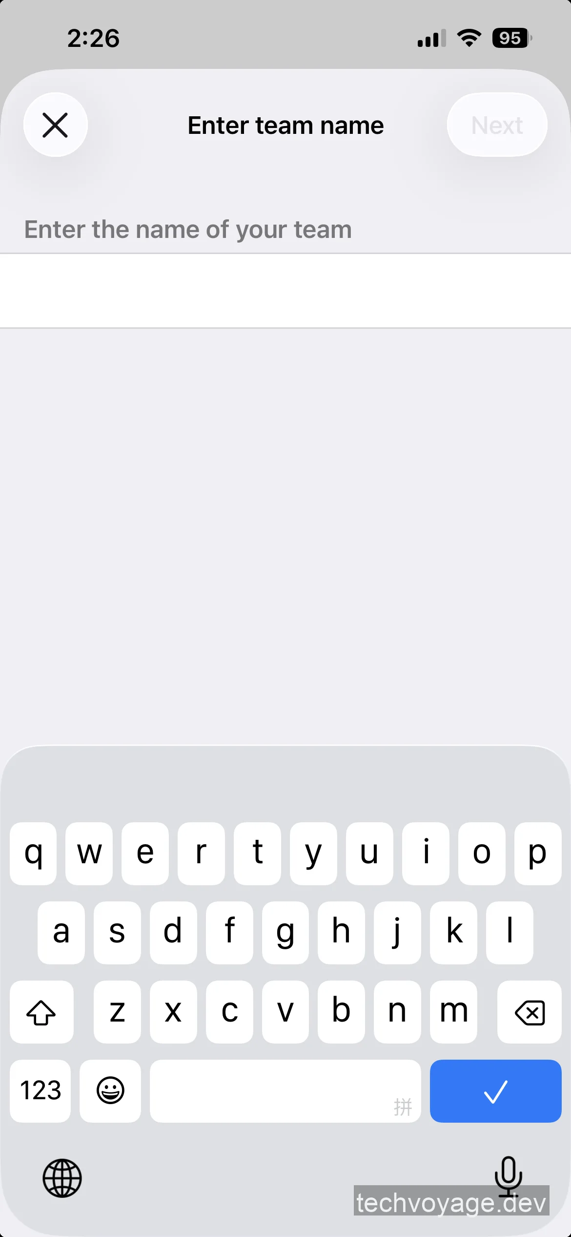 Entering Cloudflare Zero Trust team name in Cloudflare One app on iOS