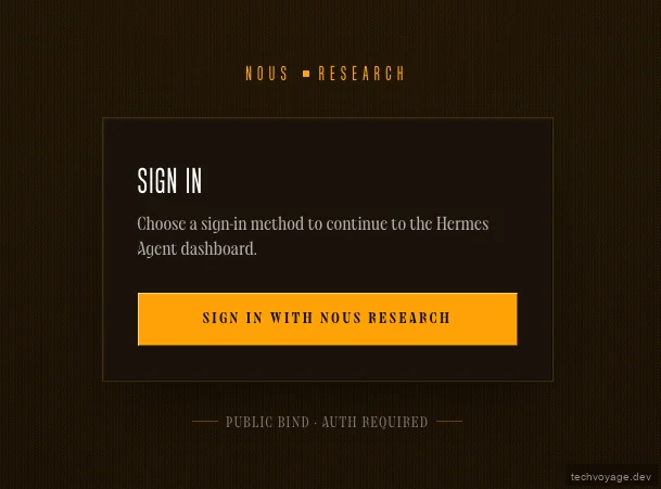 Accessing the private Hermes Agent Web Dashboard in browser on desktop