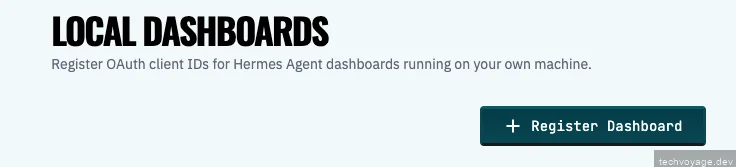 Clicking Register Dashboard button to create a new dashboard entry