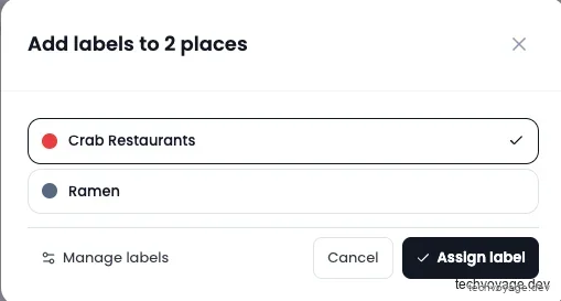 Applying custom labels to group places