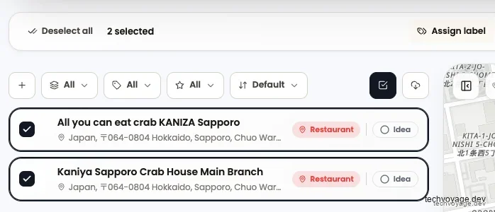 Assigning descriptive labels to selected collection spots