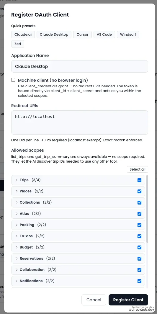 Generating Claude Desktop client credentials