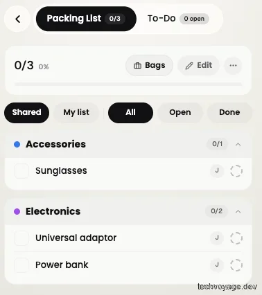 Confirming newly parsed packing items on the Packing List page