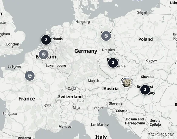 Interactive map plotting all hotel accommodations