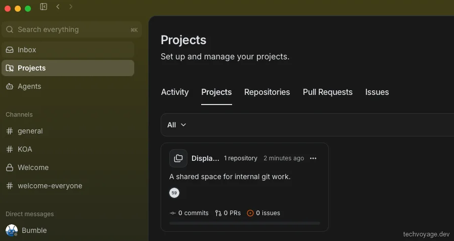 Buzz desktop application projects view confirming successful project creation