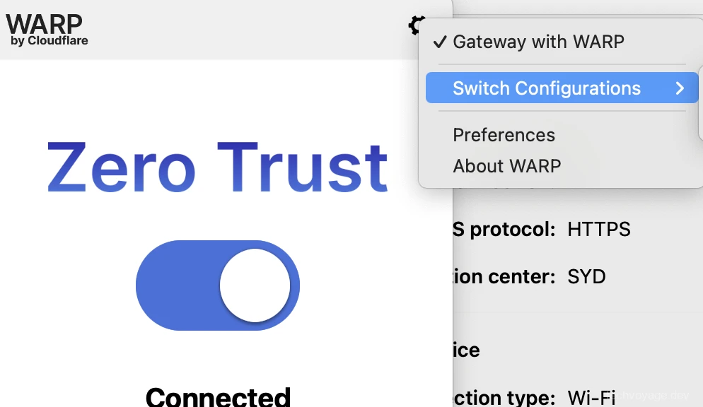 Cloudflare WARP client with multi-profile switcher on macOS