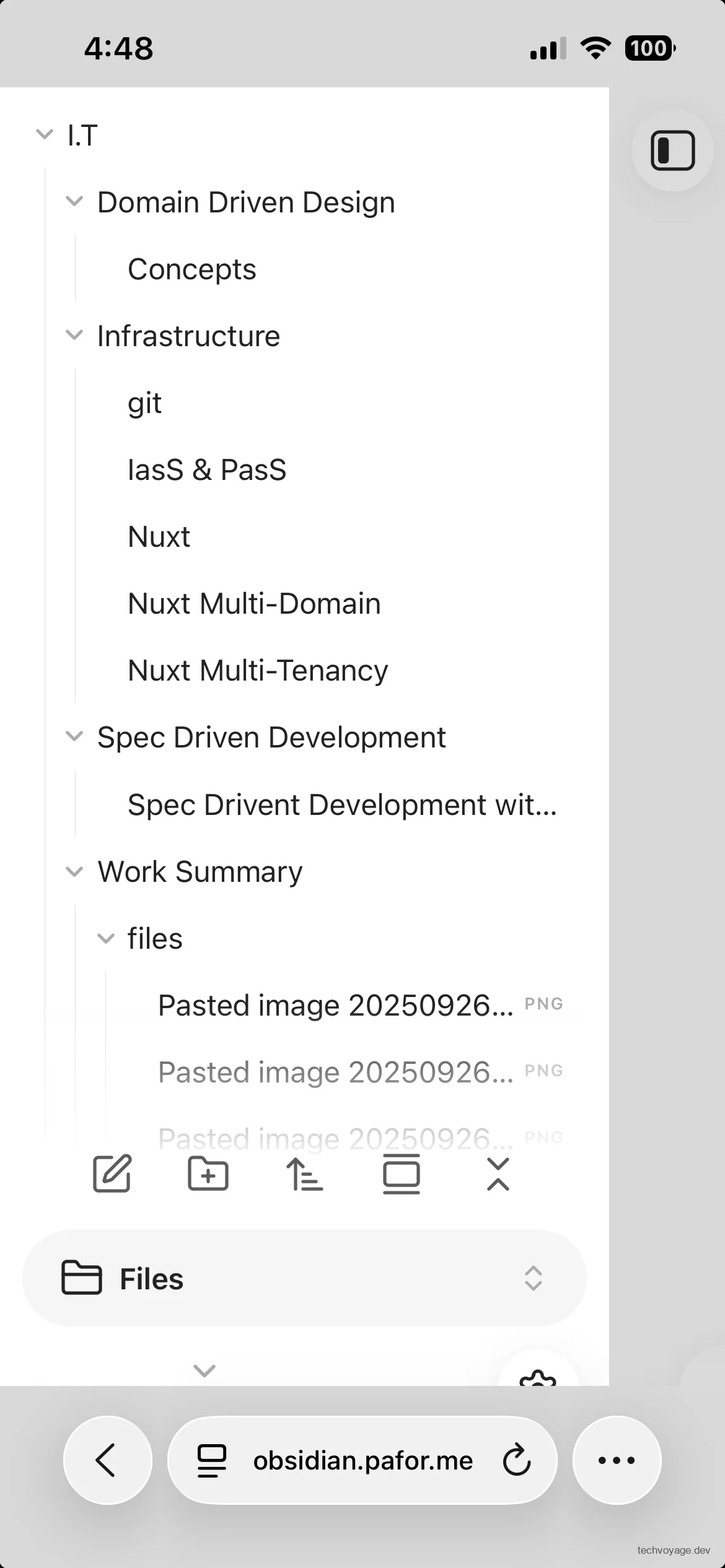 Sidebar navigation of the Ignis web client on a mobile device