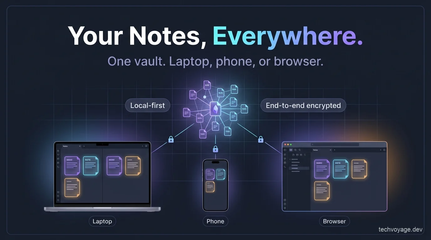 Illustration of Obsidian vault synchronized across multiple devices