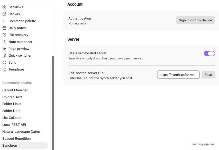 Configuring self-hosted server URL in Synchrun plugin settings