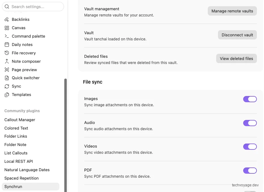 Managing remote vaults in the Synchrun plugin