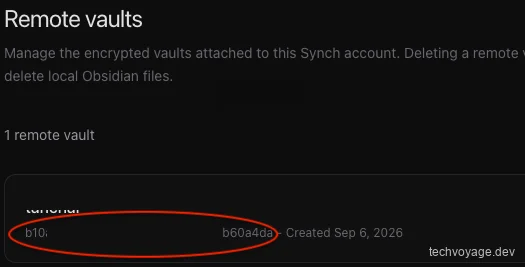 Locating the unique remote vault ID in Synchrun