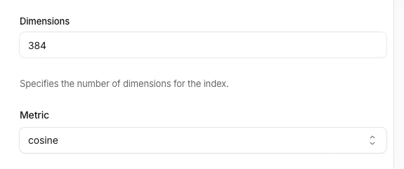 Cloudflare Vectorize database creation settings screen