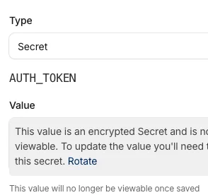 AUTH_TOKEN variable modification and rotation screen