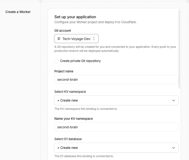 Cloudflare Workers deployment configuration form