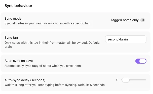 Configuring Sync Tag and enabling Auto-sync on save in Obsidian